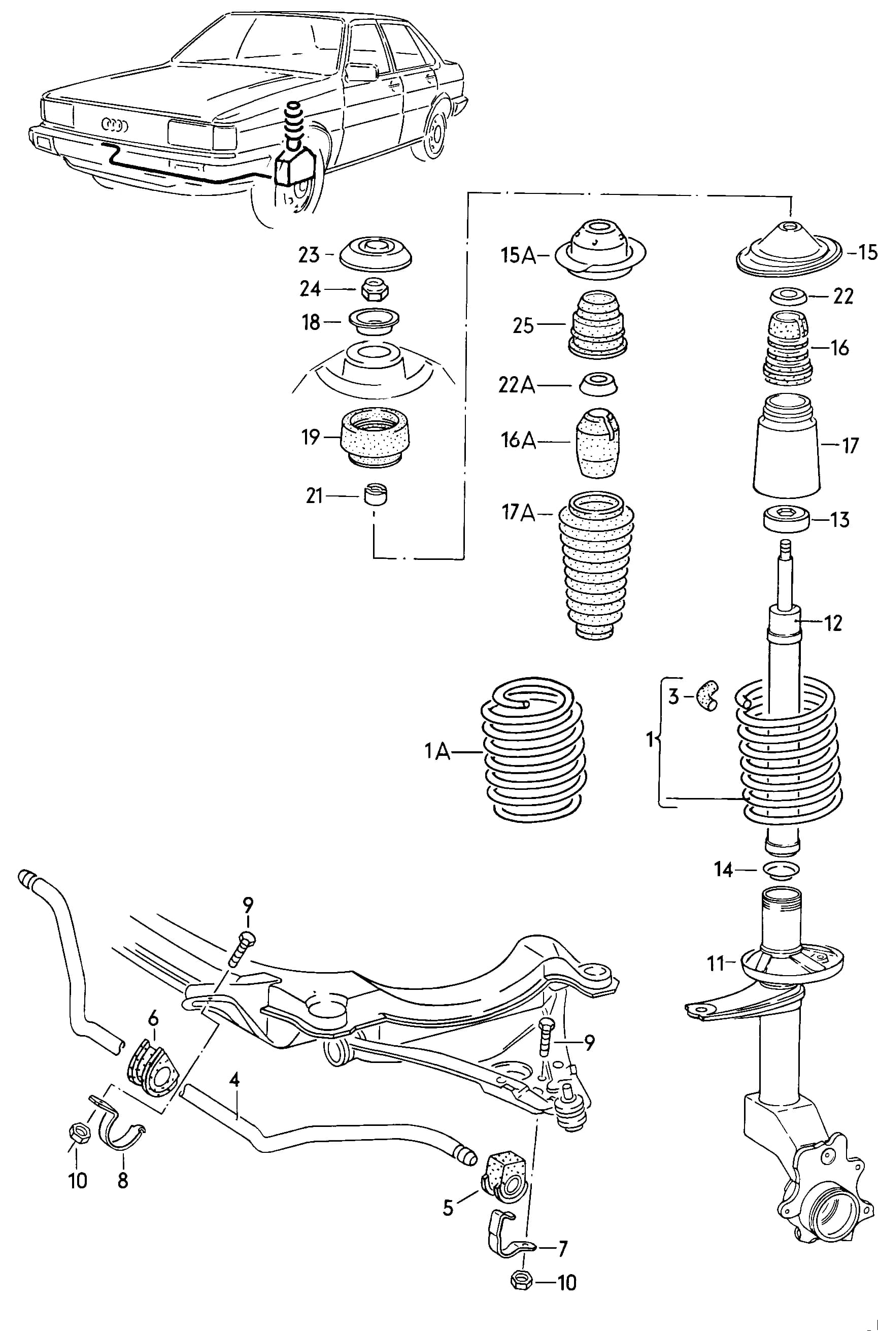 80,L,GL;5-cylinder — 1979 — Front axle, steering › 54