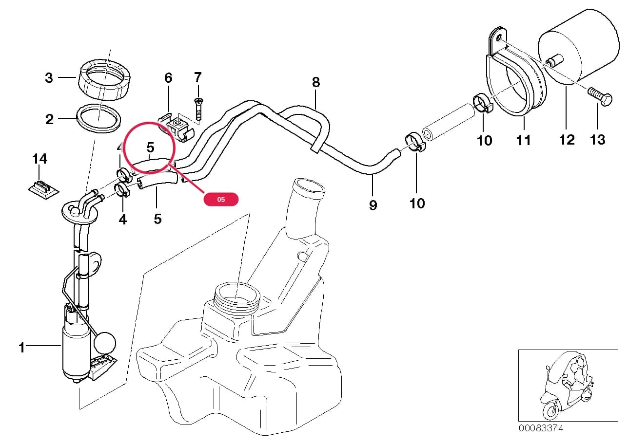 Fuel hose — Motorcycle C1, C1 200 — 16 Fuel Supply › 16_0465 FUEL PUMP/FUEL FILTER