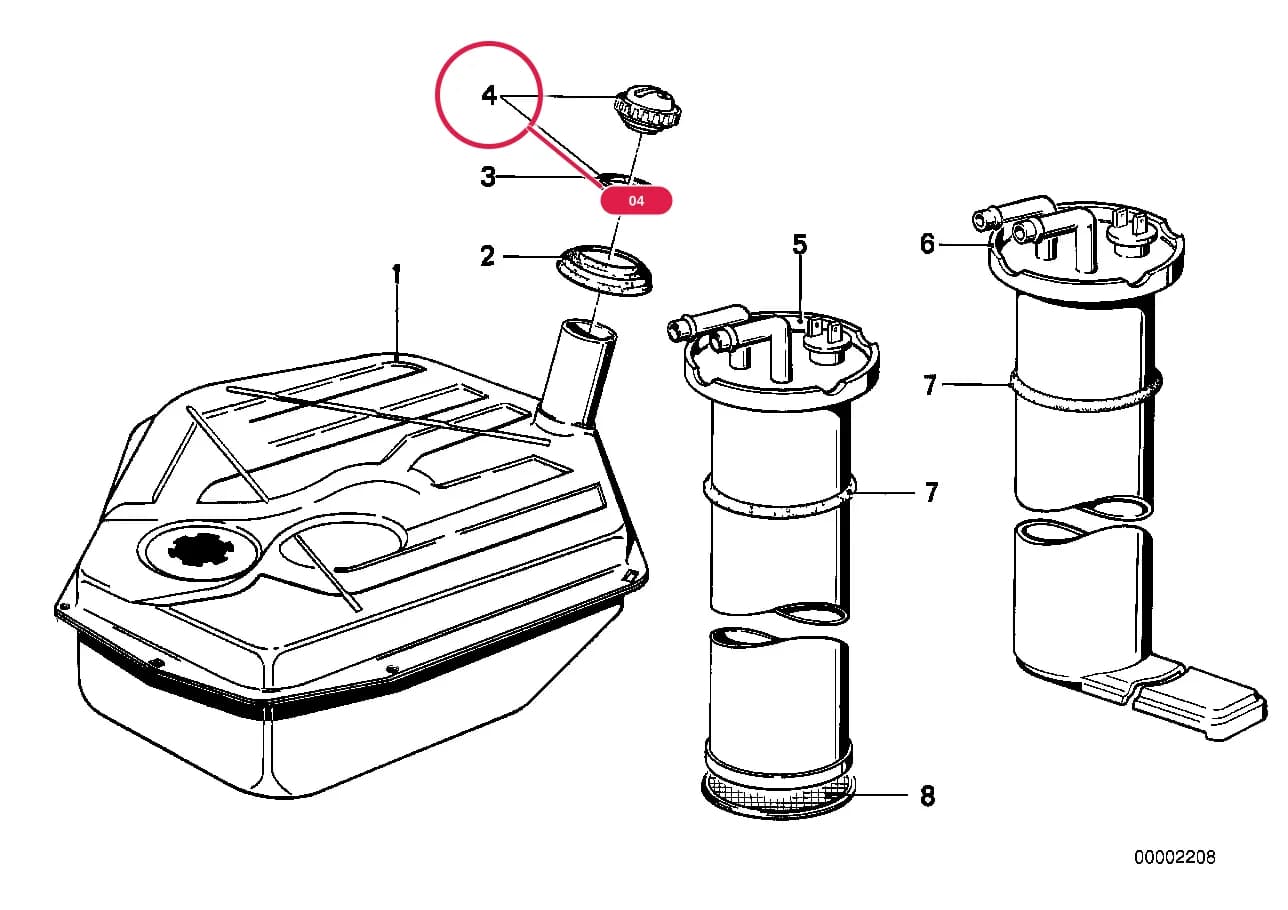 FILLER CAP WITHOUT LOCK — BMW Classic 5 E12 — 16 Fuel Supply › 16_0011 FUEL TANK/ATTACHING PARTS