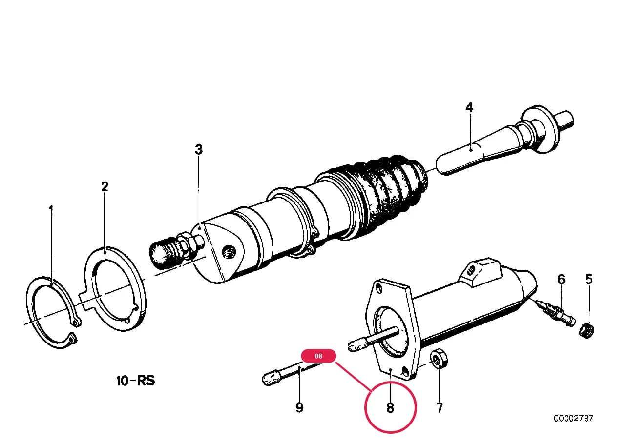 Clutch slave cylinder — BMW Classic 5 E12 — 21 Clutch › 21_0051 Clutch slave cylinder