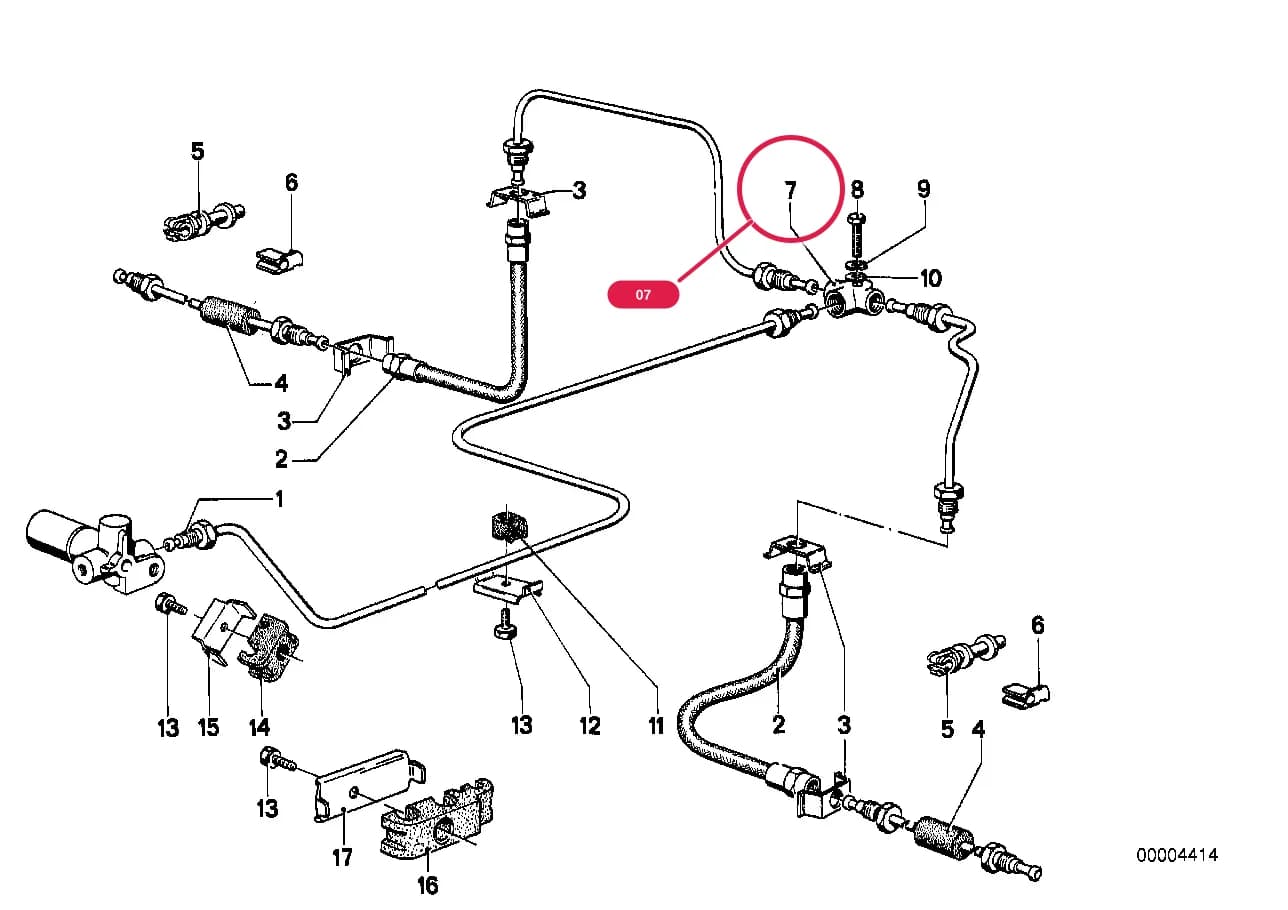 DISTRIBUTION PIECE — BMW Classic 5 E12 — 34 Brakes › 34_0119 BRAKE PIPE REAR/MOUNTING