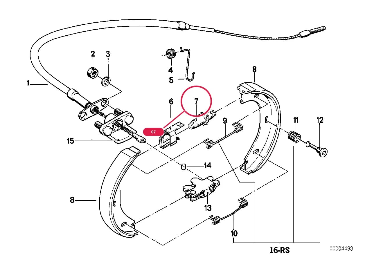 Adjusting screw — BMW Classic 7 E23 — 34 Brakes › 34_0309 PARKING BRAKE/BRAKE SHOES