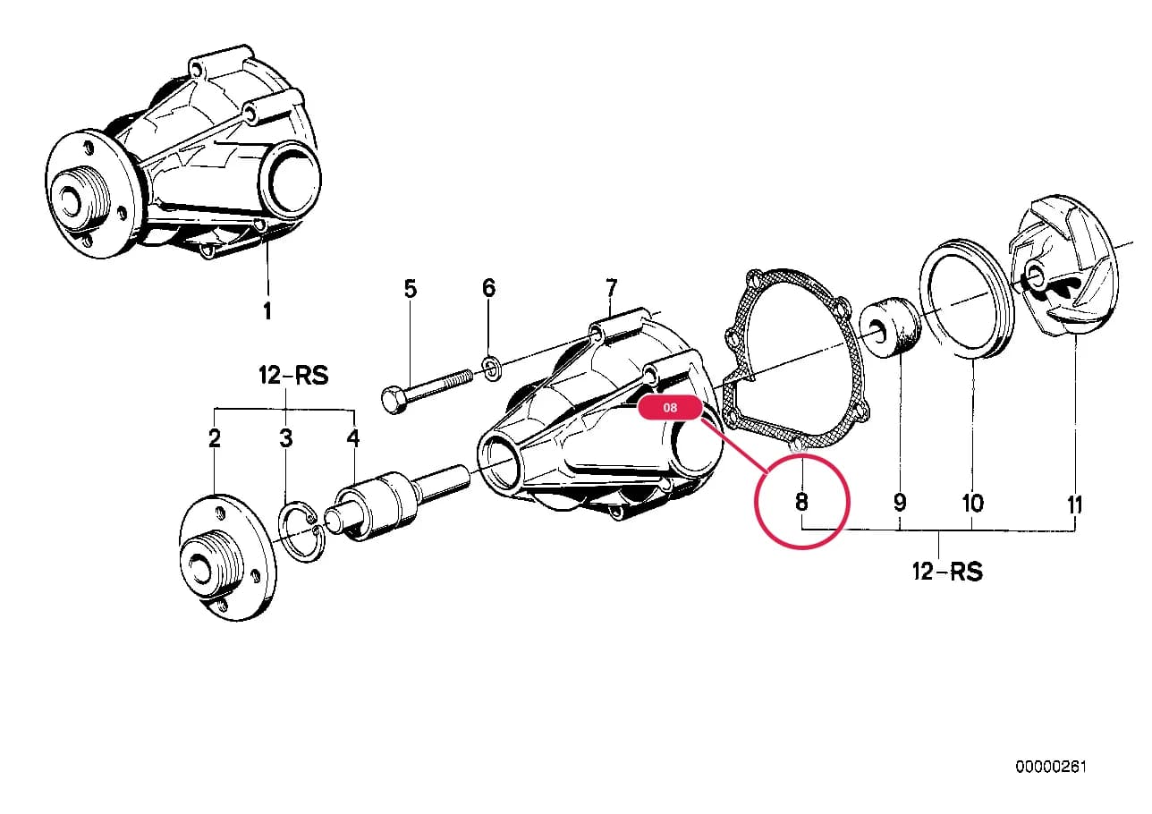 Gasket Asbestos Free — BMW Classic 6 E24 — 11 Engine › 11_0584 COOLING SYSTEM-WATER PUMP