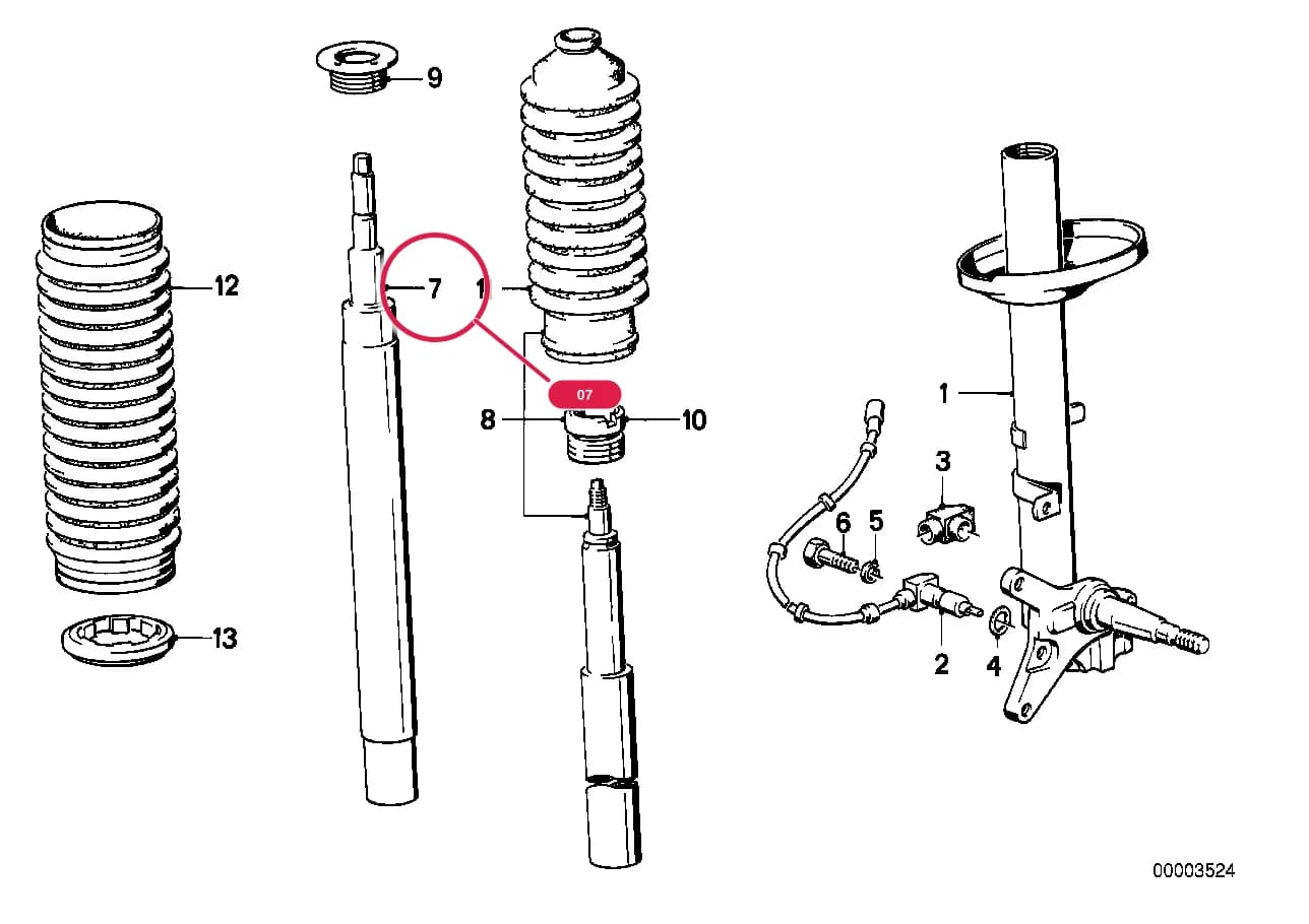 SHOCK ABSORBER-INSERT — BMW Classic 5 E28 — 31 Front Axle › 31_0114 FRONT SPRING STRUT/SHOCK ABSORBER