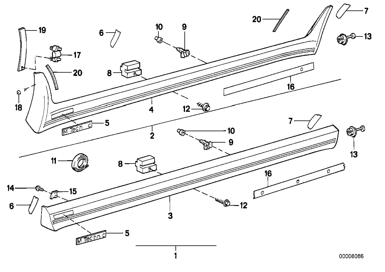 Body nut — BMW Classic 3 E30 — 51 Vehicle trim › 51_0749 M trim, sill / wheel arch