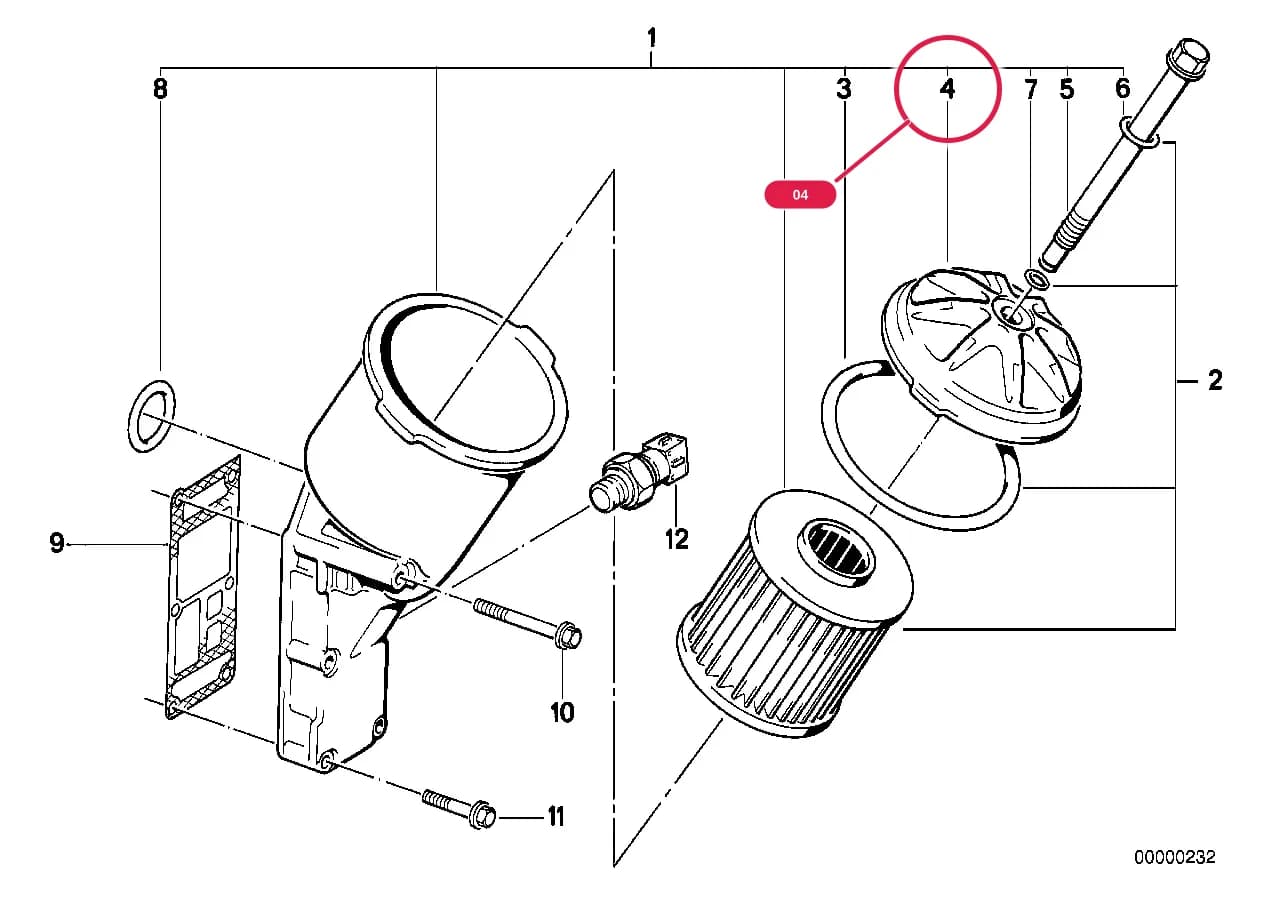 Oil filter cover — BMW Classic 5 E34 — 11 Engine › 11_4802 Lubrication system-Oil filter