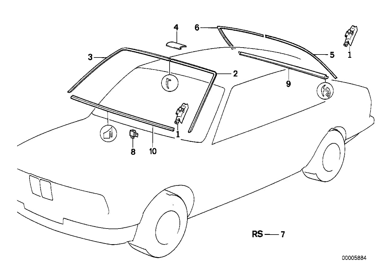 Clamp — BMW Classic 5 E34 — 51 Vehicle trim › 51_0271 Glazing, mounting parts