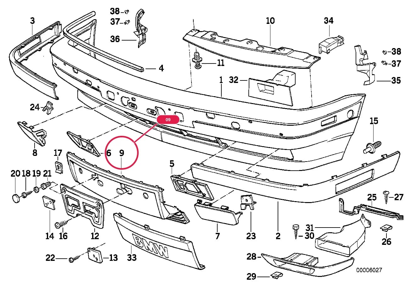 Grid — BMW Classic 5 E34 — 51 Vehicle trim › 51_0610 Trim panel, bumper, front