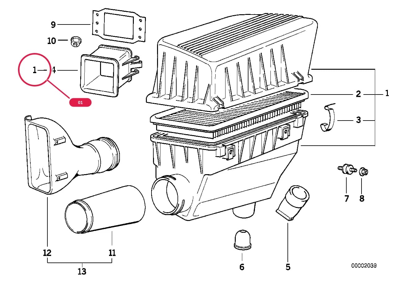 Intake silencer — BMW Classic 3 E36 — 13 Fuel Preparation System › 13_1706 Intake silencer / Filter cartridge