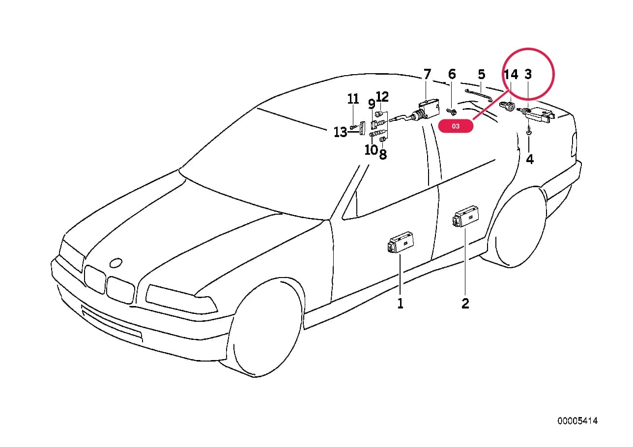 ACTUATOR F TRUNK LID — BMW Classic 3 E36 — 41 Bodywork › 41_0837 Central locking system