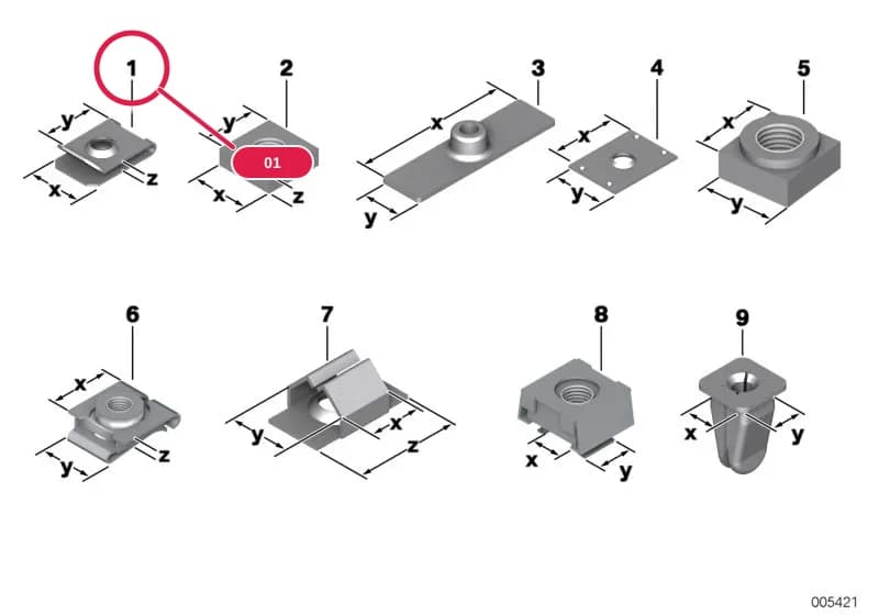 Body nut — BMW Classic 3 E36 — 41 Bodywork › 41_0982 MECHANICAL CONNECTION ELEMENTS