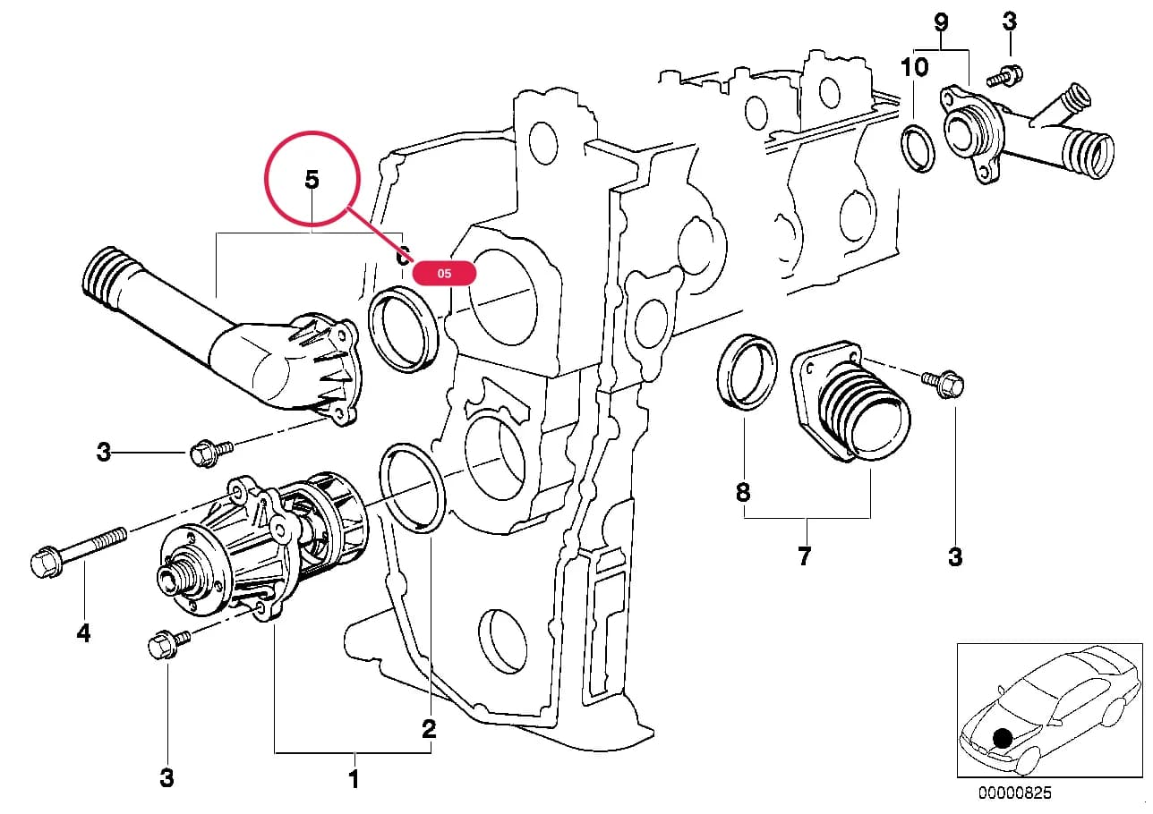 Thermostat housing with thermostat — BMW Classic 3 E36 — 11 Engine › 11_6057 Waterpump - Thermostat