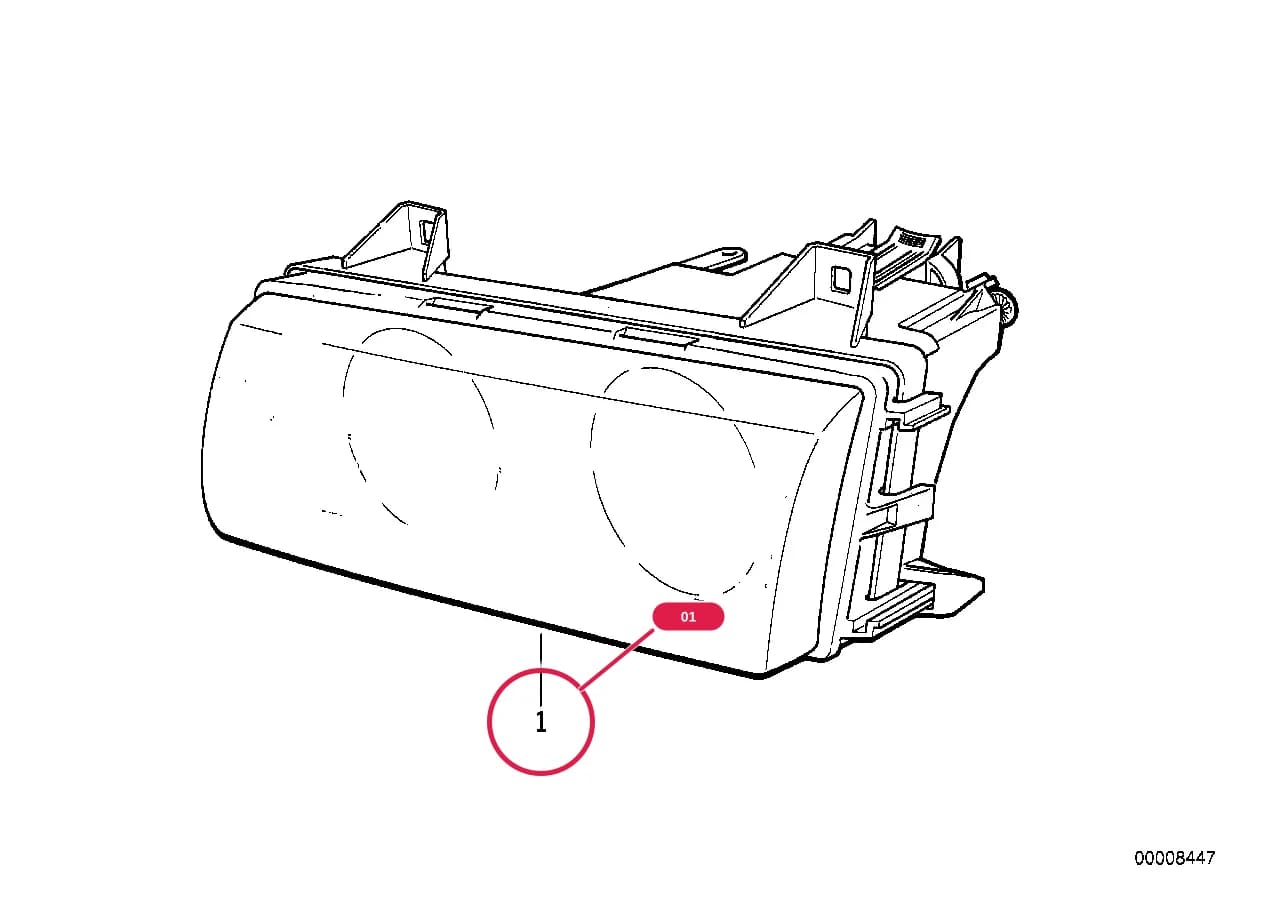 Headlight left — BMW Classic 3 E36 — 63 Lighting › 63_0283 Headlight