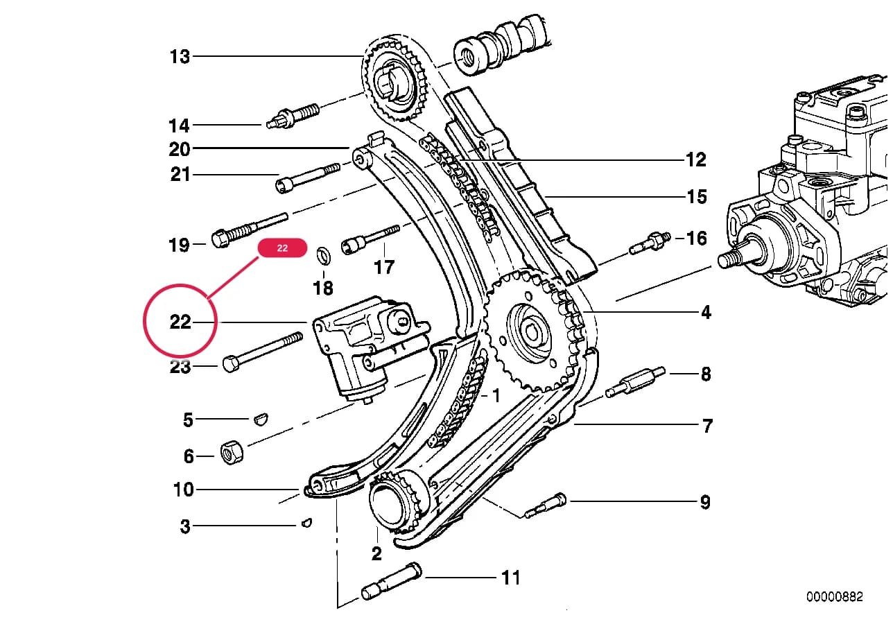 Chain tensioner — BMW Classic 7 E38 — 11 Engine › 11_1454 Timing and valve train-timing chain