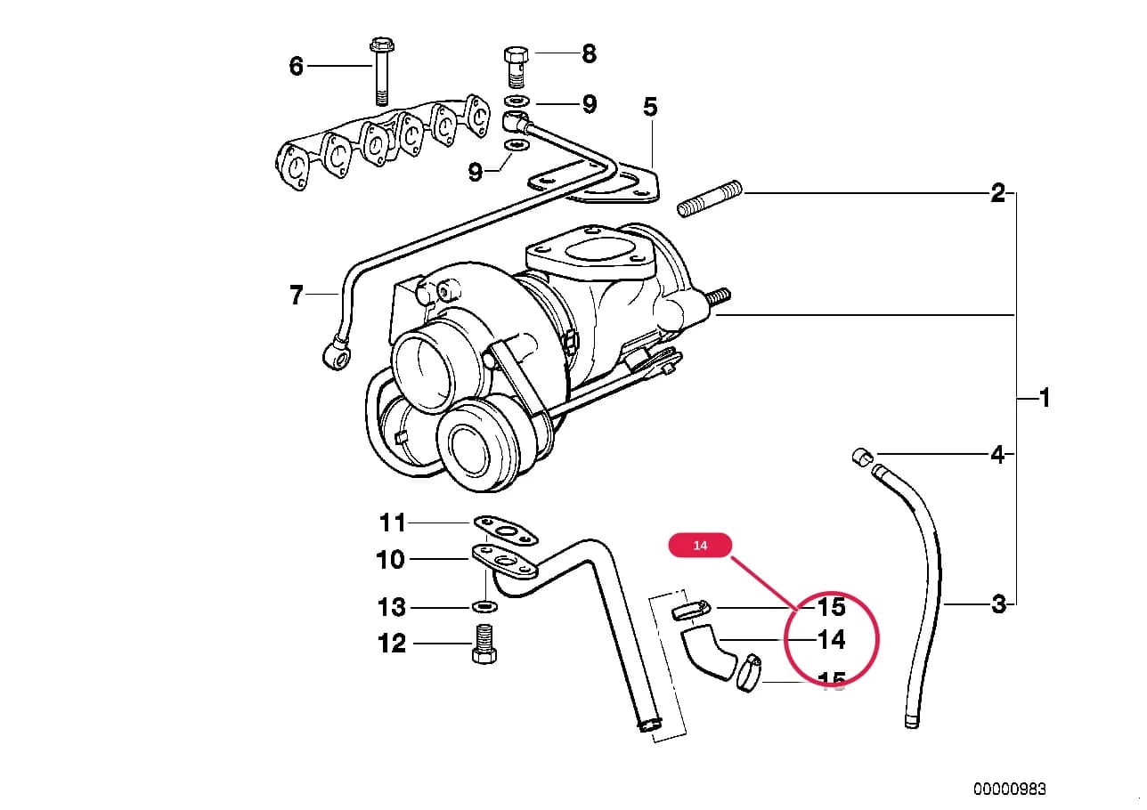Hose — BMW Classic 7 E38 — 11 Engine › 11_1554 TURBO CHARGER WITH LUBRICATION
