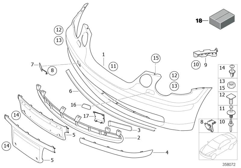 Panel, bumper, primed, front — BMW 3 E46 — 51 Vehicle trim › 51_4431 Trim panel, front
