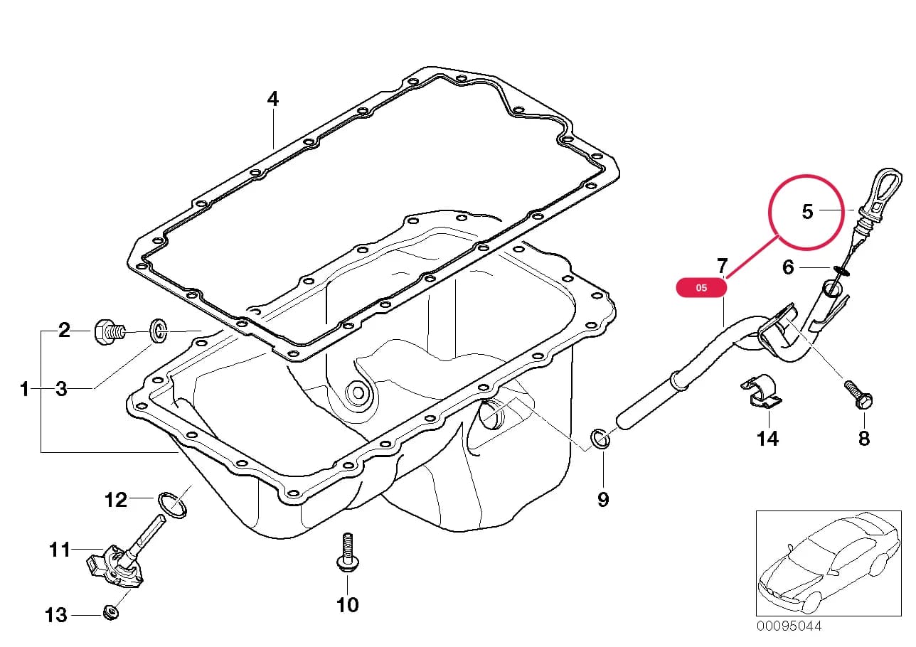 Dipstick — BMW 3 E46 — 11 Engine › 11_3174 OIL PAN/OIL LEVEL INDICATOR