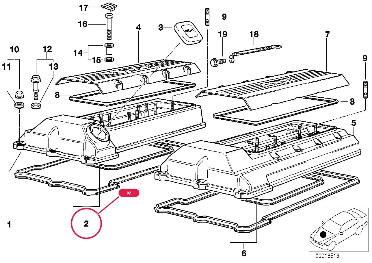 Set of profile gaskets — BMW Classic Z8 E52 — 11 Engine › 11_5242 Cylinder head cover