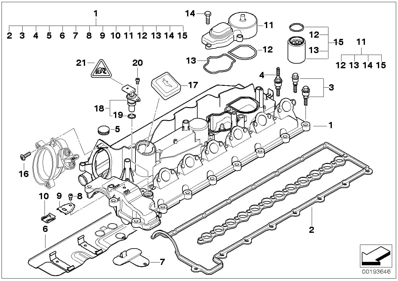 Cylinder head cover — BMW X5 E53 — 11 Engine › 11_2316 Cylinder head cover