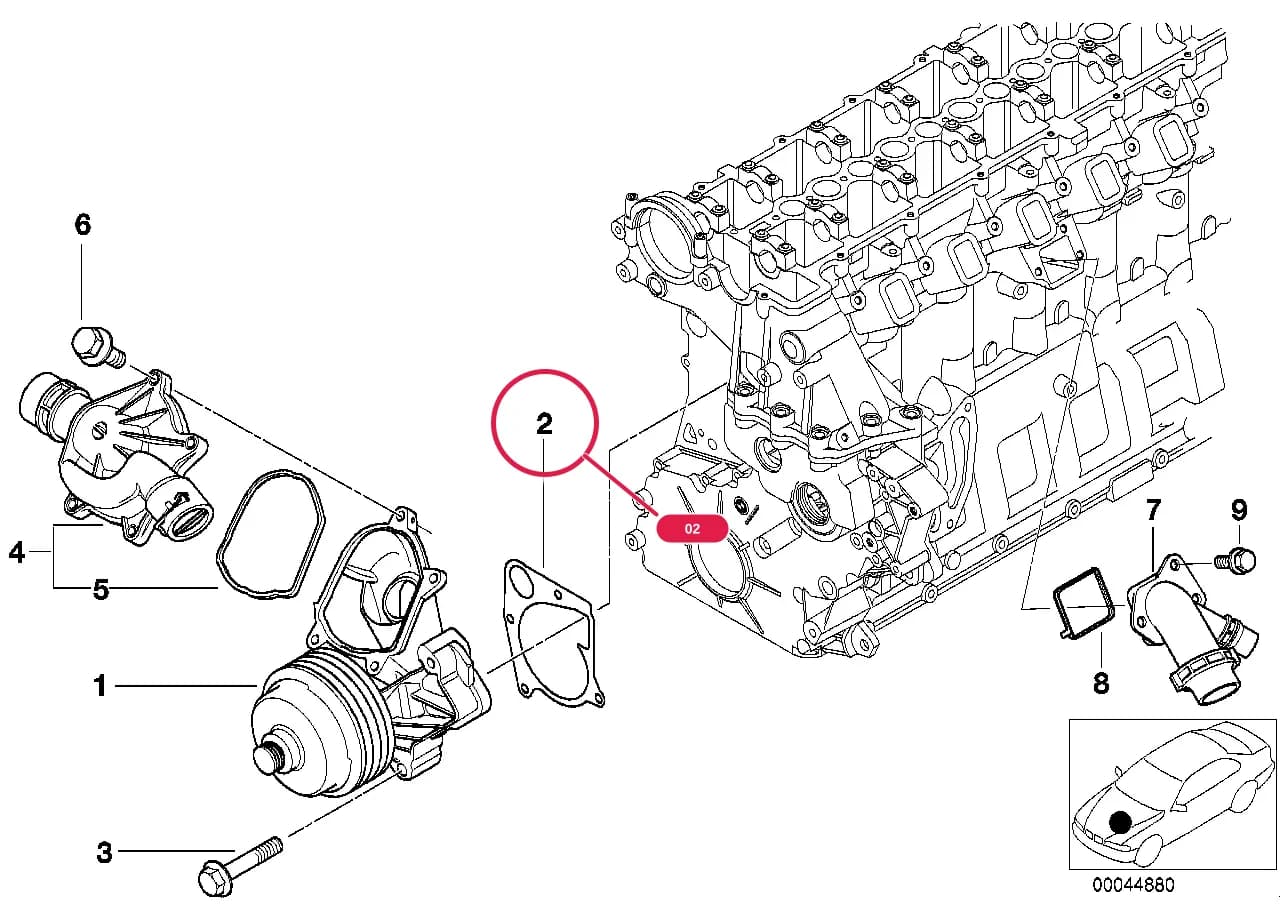 Gasket Steel — BMW X5 E53 — 11 Engine › 11_2841 Waterpump - Thermostat