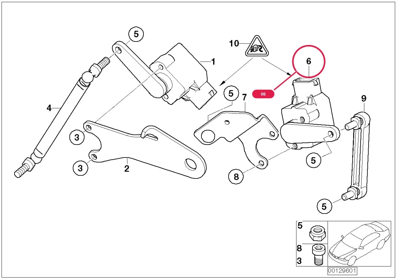 Level sensor — BMW 5 E60 — 33 Rear Axle › 33_1168 HEADLIGHT VERTICAL AIM CONTROL SENSOR