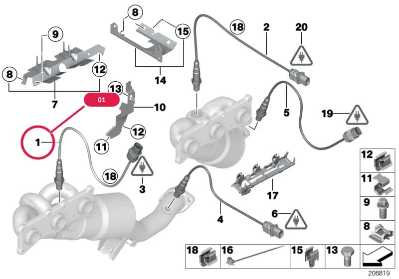 REGULATING LAMBDA PROBE — BMW 6 E63 — 18 Exhaust system › 18_0610 Lambda Probe Fixings