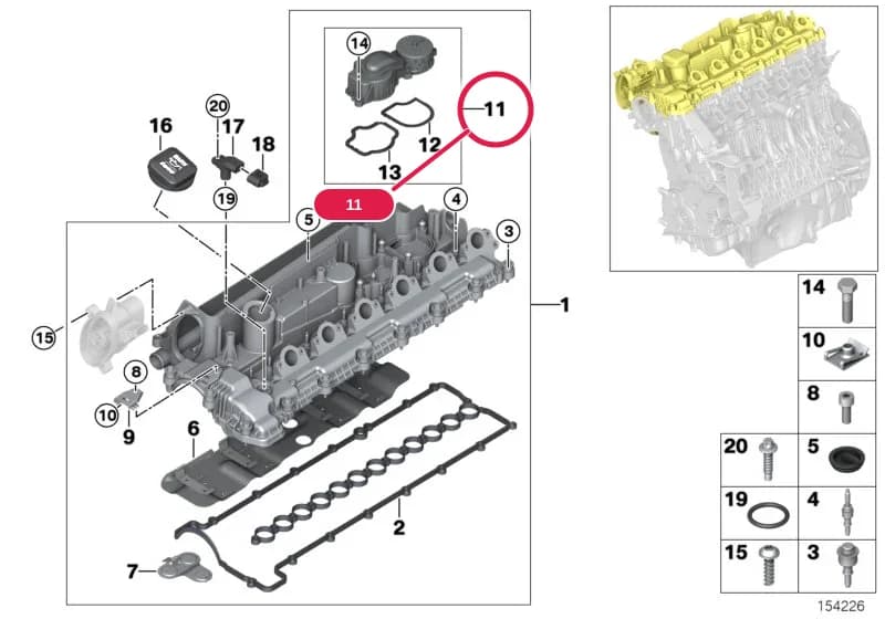Breather — BMW 7 E66 — 11 Engine › 11_3934 Cylinder head cover