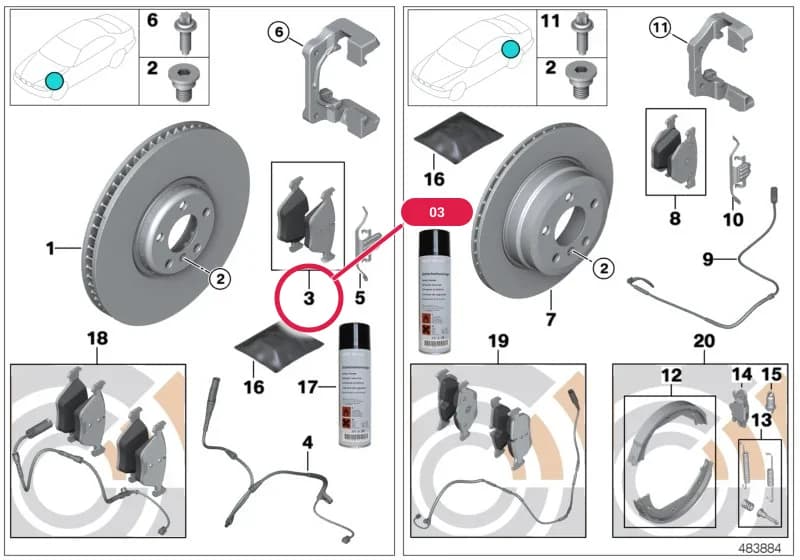 Repair kit, brake pads asbestos-free — BMW X5 E70 LCI — 02 Scopes of service and repair work › 02_0006 Service, brakes