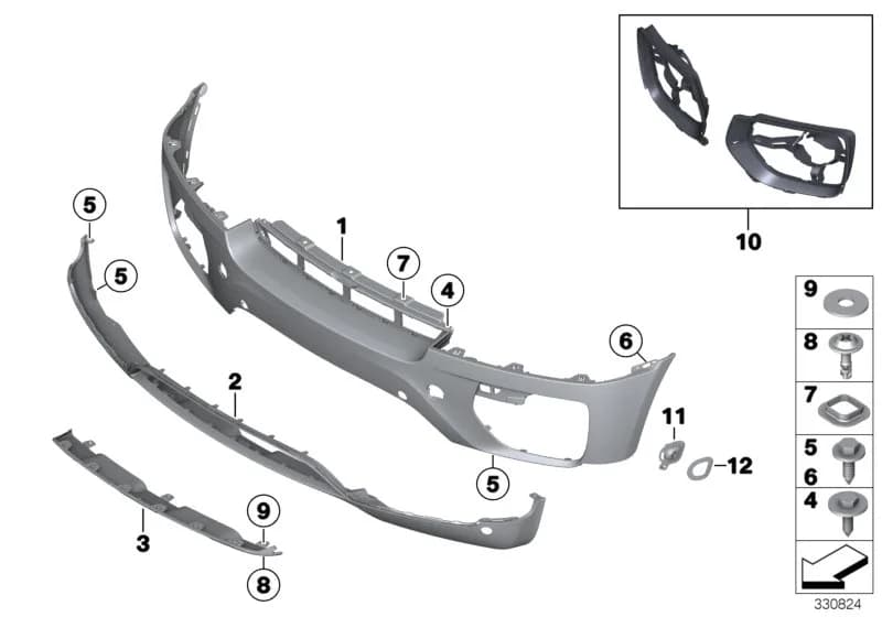 Repair kit, bumper, front — BMW X6 E71 — 51 Vehicle trim › 51_6791 Trim panel, front