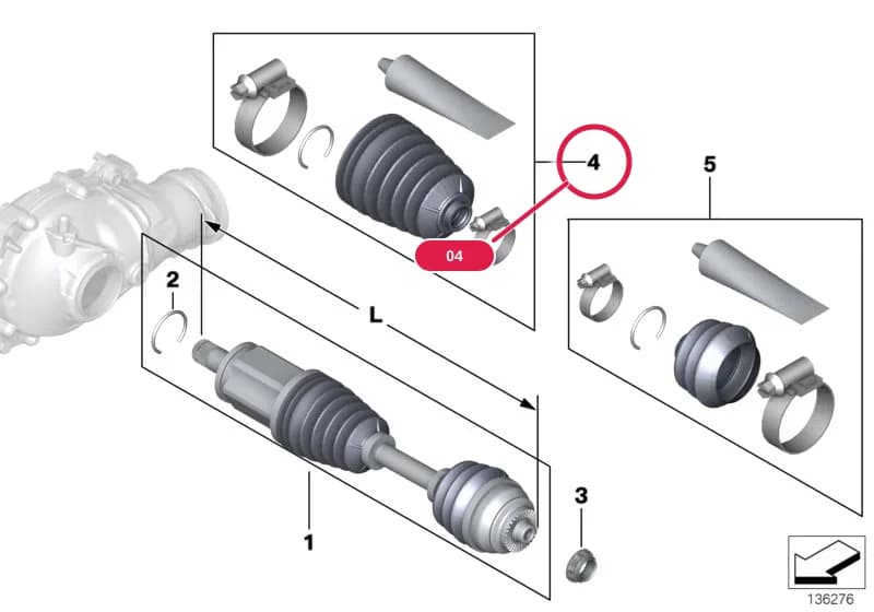 Repair kit bellows, interior — BMW X3 E83 — 31 Front Axle › 31_0719 Final drive(frnt axle),output shaft,4whl