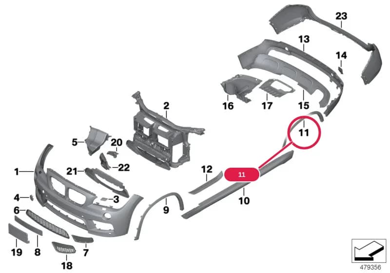 Trim piece rear left wheel well, primed — BMW X1 E84 — 03 Retrofitting / conversion / accessories › 03_0777 Retrofit, M aerodynamic kit