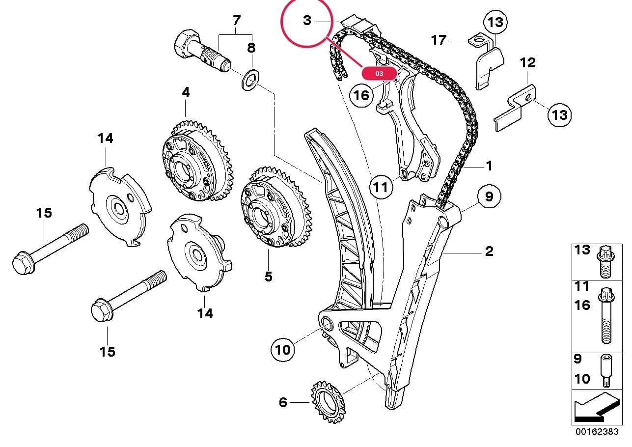 Slide rail — BMW 1 E87 — 11 Engine › 11_3189 Timing and valve train-timing chain