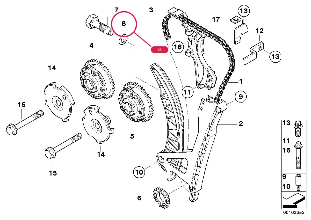 Gasket ring — BMW 1 E87 — 11 Engine › 11_3189 Timing and valve train-timing chain