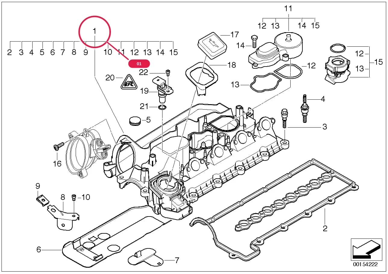 Cylinder head cover — BMW 3 E91 — 11 Engine › 11_3668 Cylinder head cover