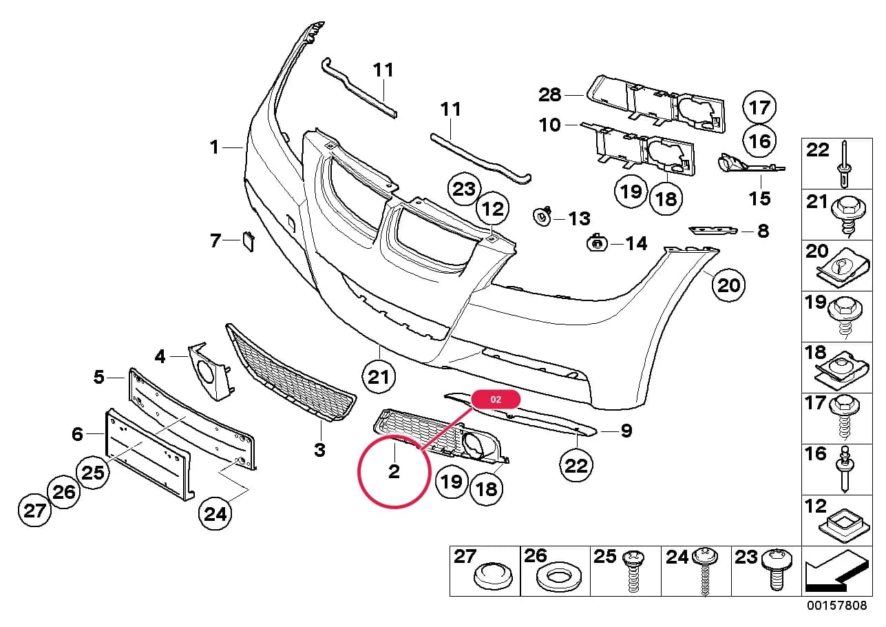 Grid lateral right — BMW 3 E91 — 51 Vehicle trim › 51_5969 M trim panel, front