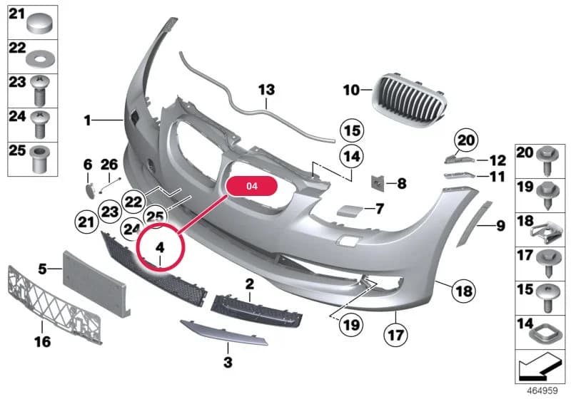Grid, centre — BMW 3 E93 LCI — 51 Vehicle trim › 51_7709 Trim panel, front