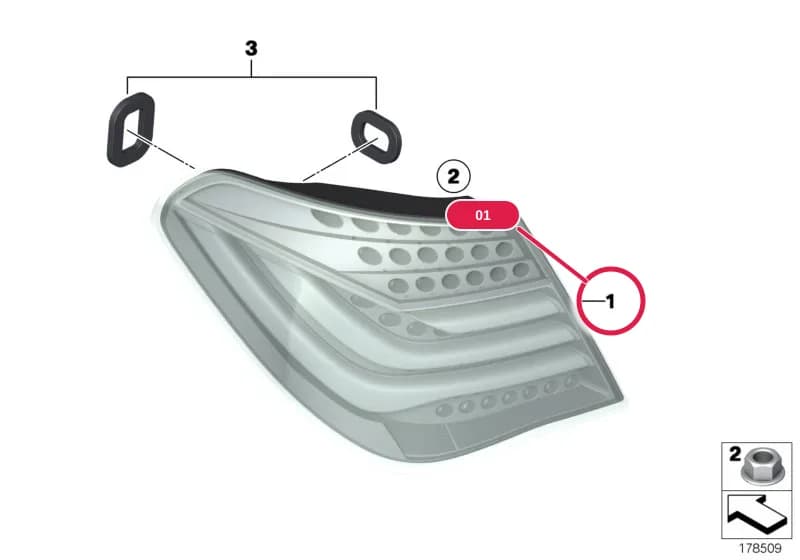 Rear light in the side panel, left — BMW 7 F01 LCI — 63 Lighting › 63_1088 Rear light in the side panel