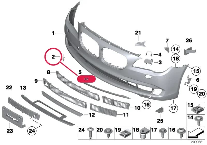 Cover, towing lug, front, primed — BMW 7 F02 — 51 Vehicle trim › 51_7012 Trim panel, front