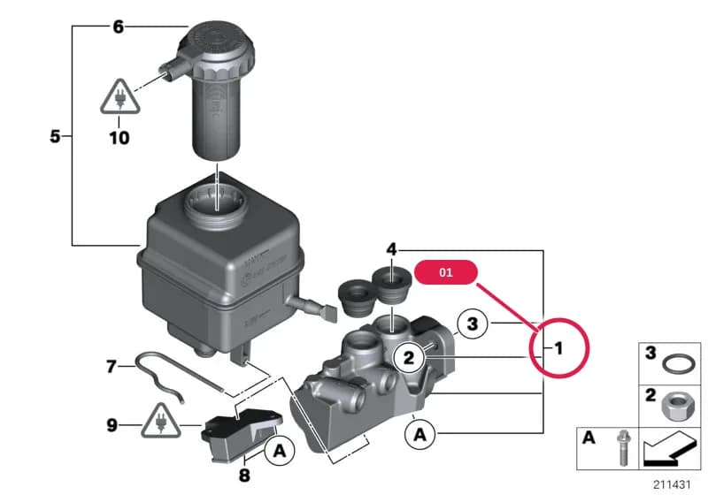 Brake master cylinder — BMW 7 F04 Hybrid — 34 Brakes › 34_1821 BRAKE MASTER CYLINDER/EXPANSION TANK