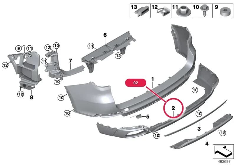 Trim panel, bumper, rear, bottom — BMW X5 F15 — 51 Vehicle trim › 51_9445 Trim panel, rear