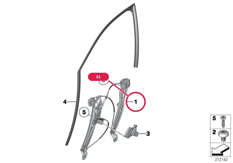 Window lifter without motor,front left — BMW 5 F18 — 51 Vehicle trim › 51_7903 DOOR WINDOW LIFTING MECHANISM FRONT