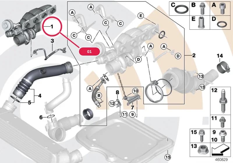 EXCH-TURBO CHARGER — BMW 5 F18 — 11 Engine › 11_6476 Turbocharger and install. kit Value Line