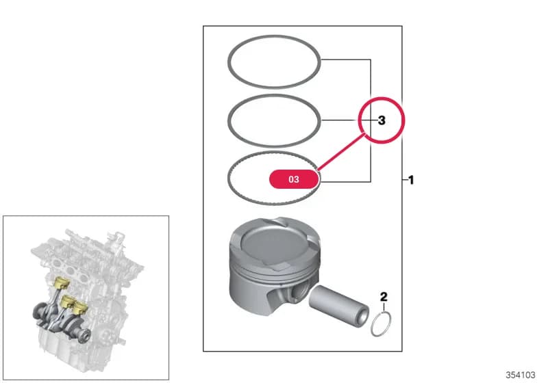 Repair kit piston rings — BMW 1 F20 LCI — 11 Engine › 11_5862 Crankshaft-Pistons