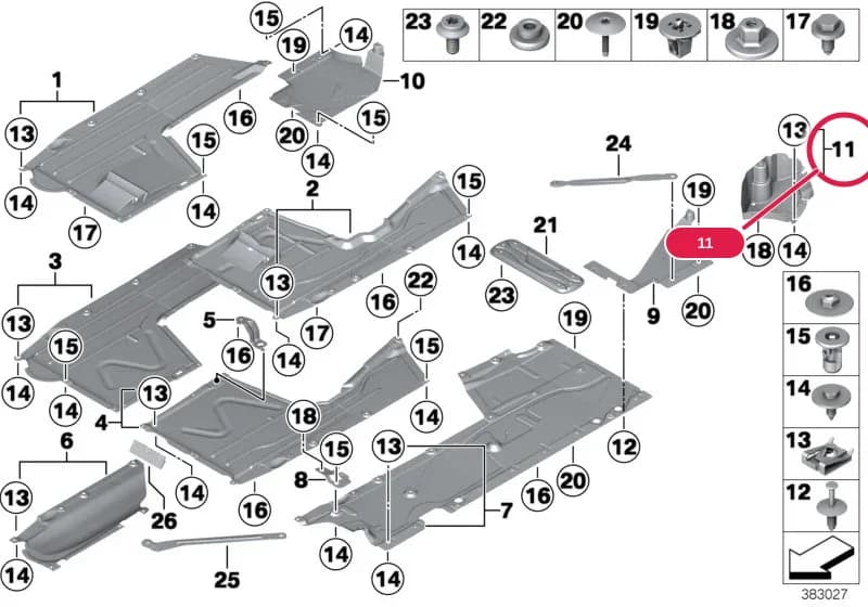 Underbody panelling, rear left — BMW 1 F21 — 51 Vehicle trim › 51_8655 Underfloor coating