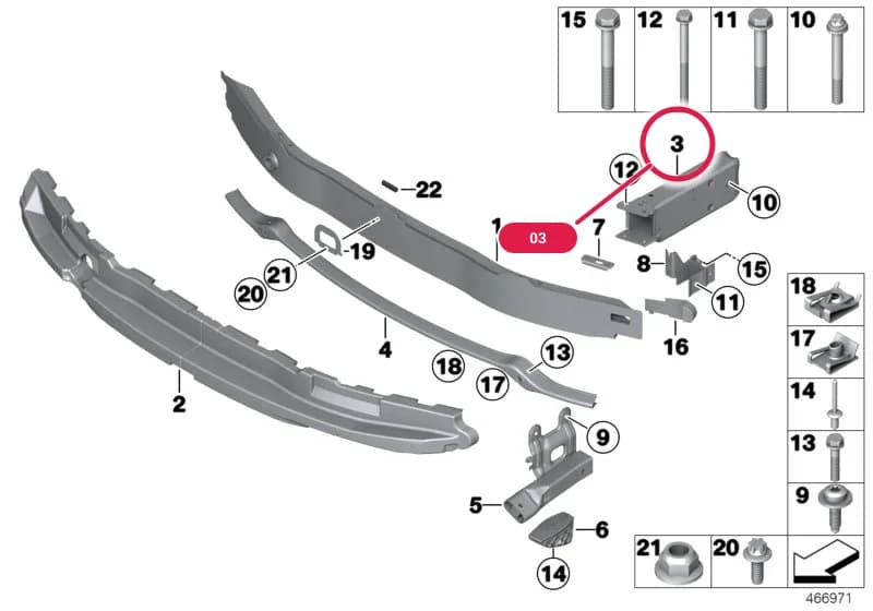 Deformation element, front left — BMW 1 F21 — 51 Vehicle trim › 51_8571 Support, front