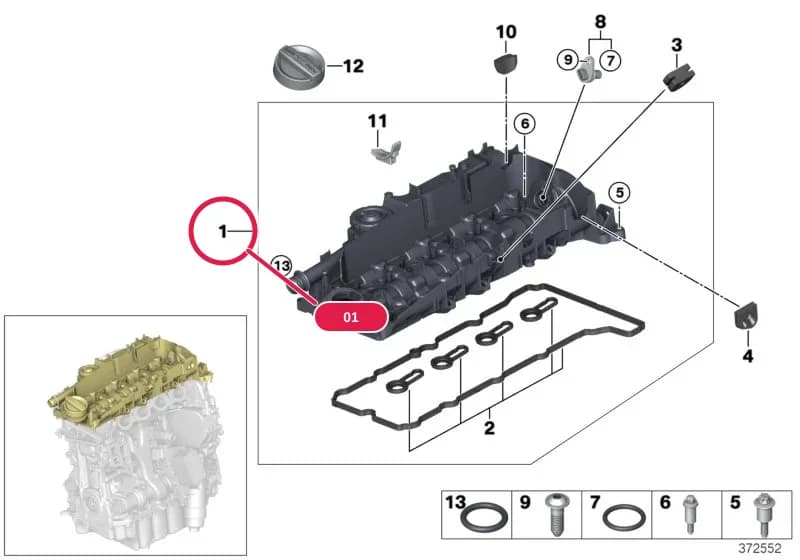 Cylinder head cover — BMW 2 F22 — 11 Engine › 11_5652 Cylinder head cover/Mounting parts