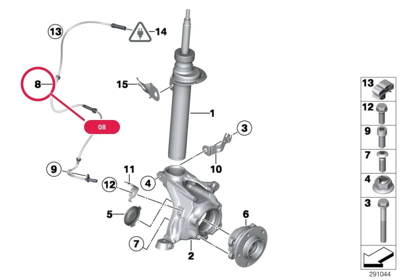 DXC pulse generator, front — BMW X3 F25 — 31 Front Axle › 31_0981 Front Spring strut/Carrier/Wheel bearing