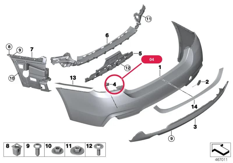 Set, mounts, PDC sensor, rear — BMW 4 F32 — 51 Vehicle trim › 51_9261 M trim panel, rear