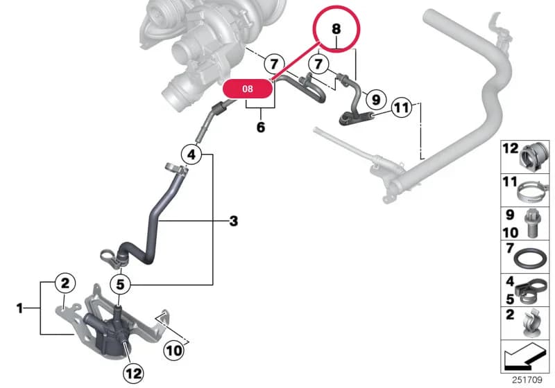 Hose, feed — BMW 3 F35 — 11 Engine › 11_5013 Cooling system, turbocharger
