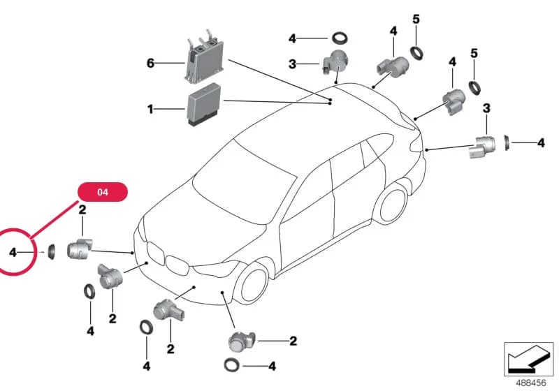 Ultrasonic sensor Frozen Grey — BMW X2 F39 — 66 Distance Systems, Cruise Control › 66_0477 Park Distance Control (PDC)